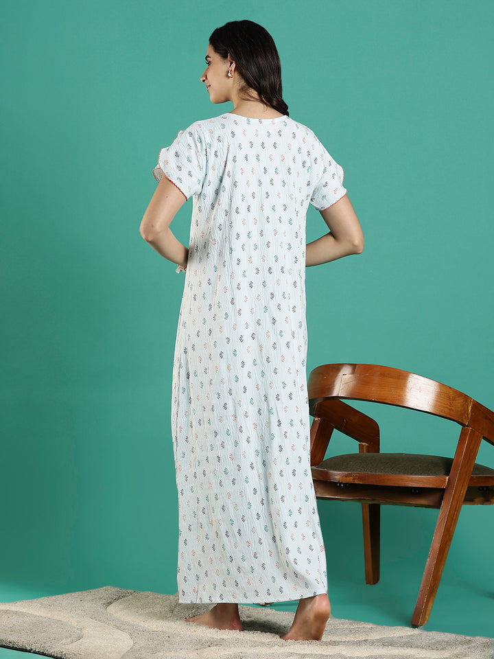 Premium Crush Cotton Designer Nighty for Women