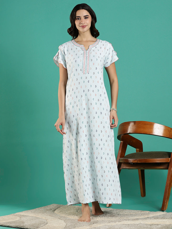 Premium Crush Cotton Designer Nighty for Women