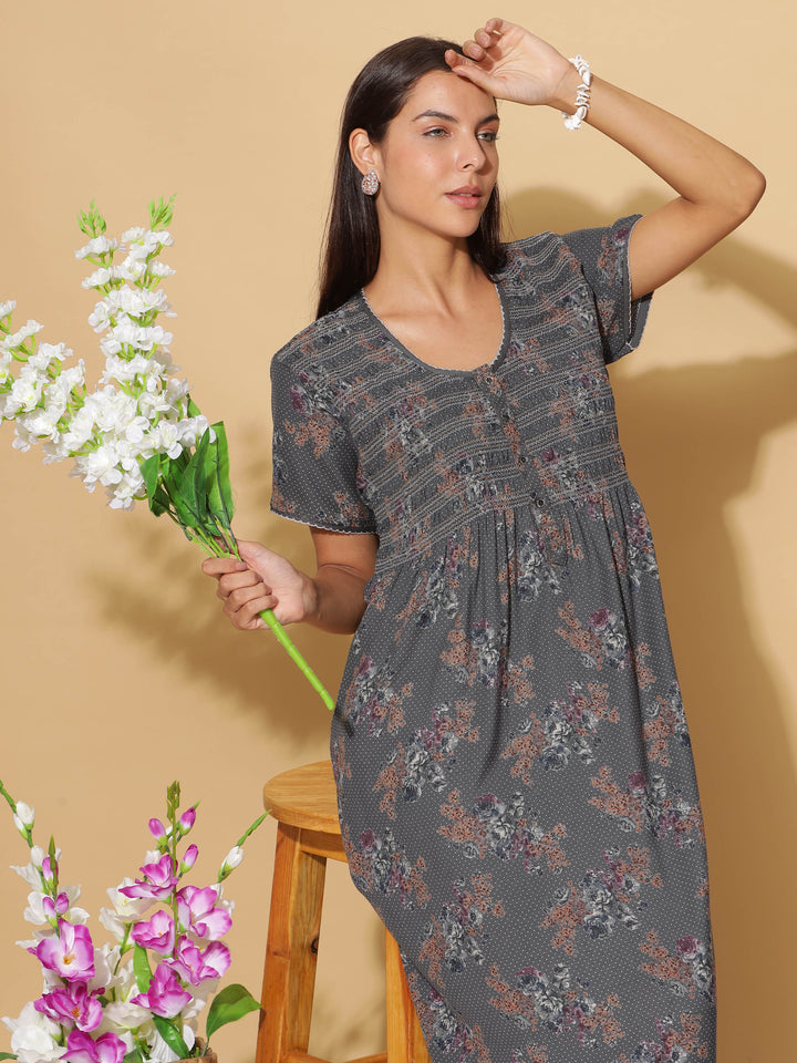 Premium Dark Green Maxi Nightdress For Women