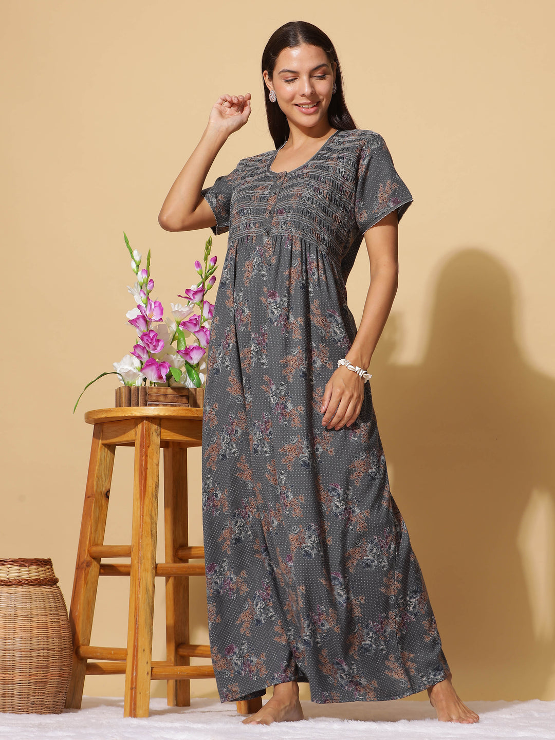 Premium Dark Green Maxi Nightdress For Women