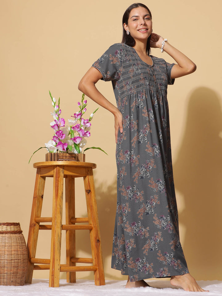 Premium Dark Green Maxi Nightdress For Women