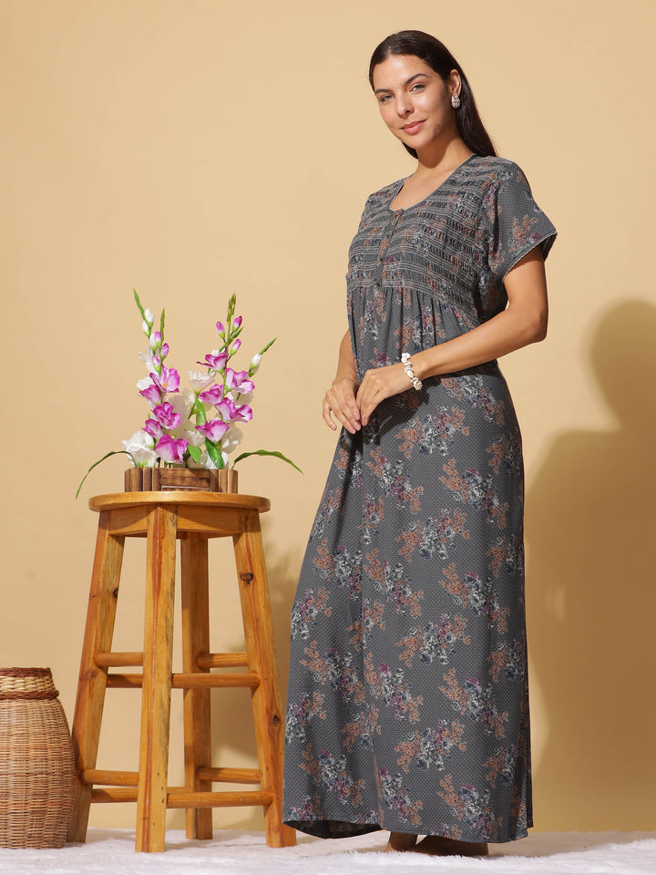 Premium Dark Green Maxi Nightdress For Women