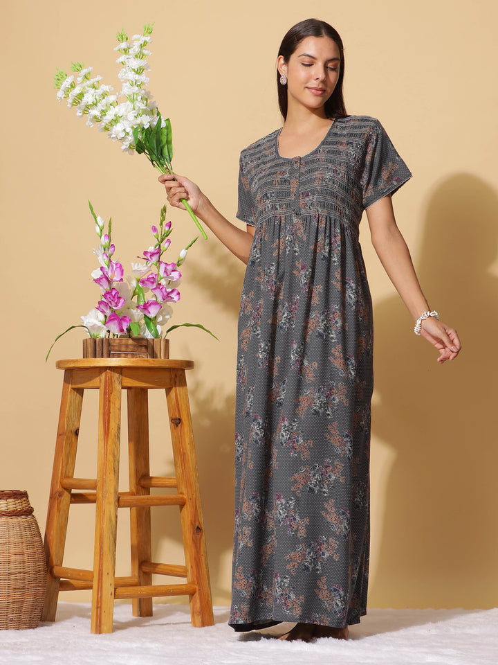 Premium Dark Green Maxi Nightdress For Women