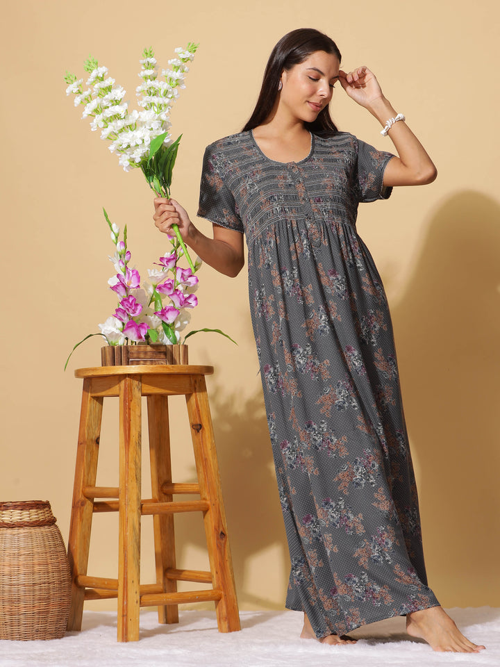 Premium Dark Green Maxi Nightdress For Women