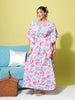 Premium Pure Cotton Kaftan Gown in Floral White