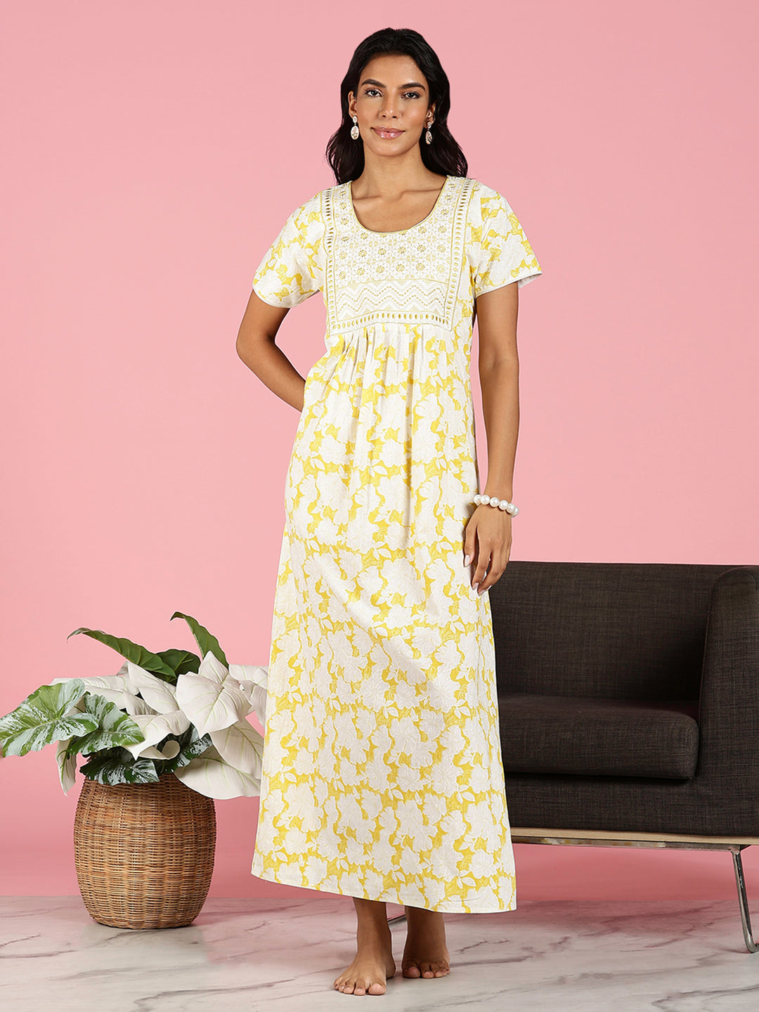 Sunshine Glow Branded Pure Cotton Night dress For Women