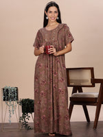 Alpine Designer Nighty in Floral Brown Print for Women