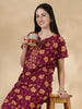 Pure Cotton Floral Nighty for Women with Embroidered Yoke