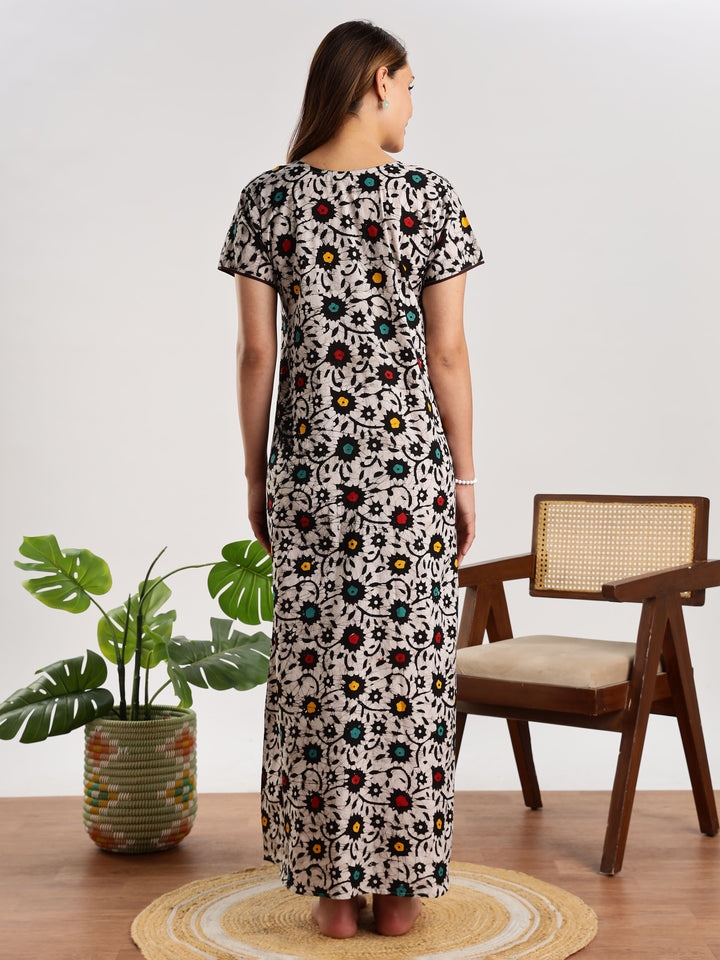 Flower Print Pure Cotton Nighty for Women