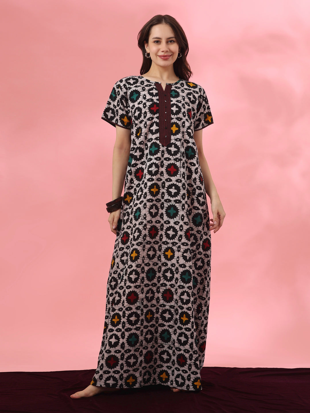 Pure Cotton Batik Star Print Nighty for Women