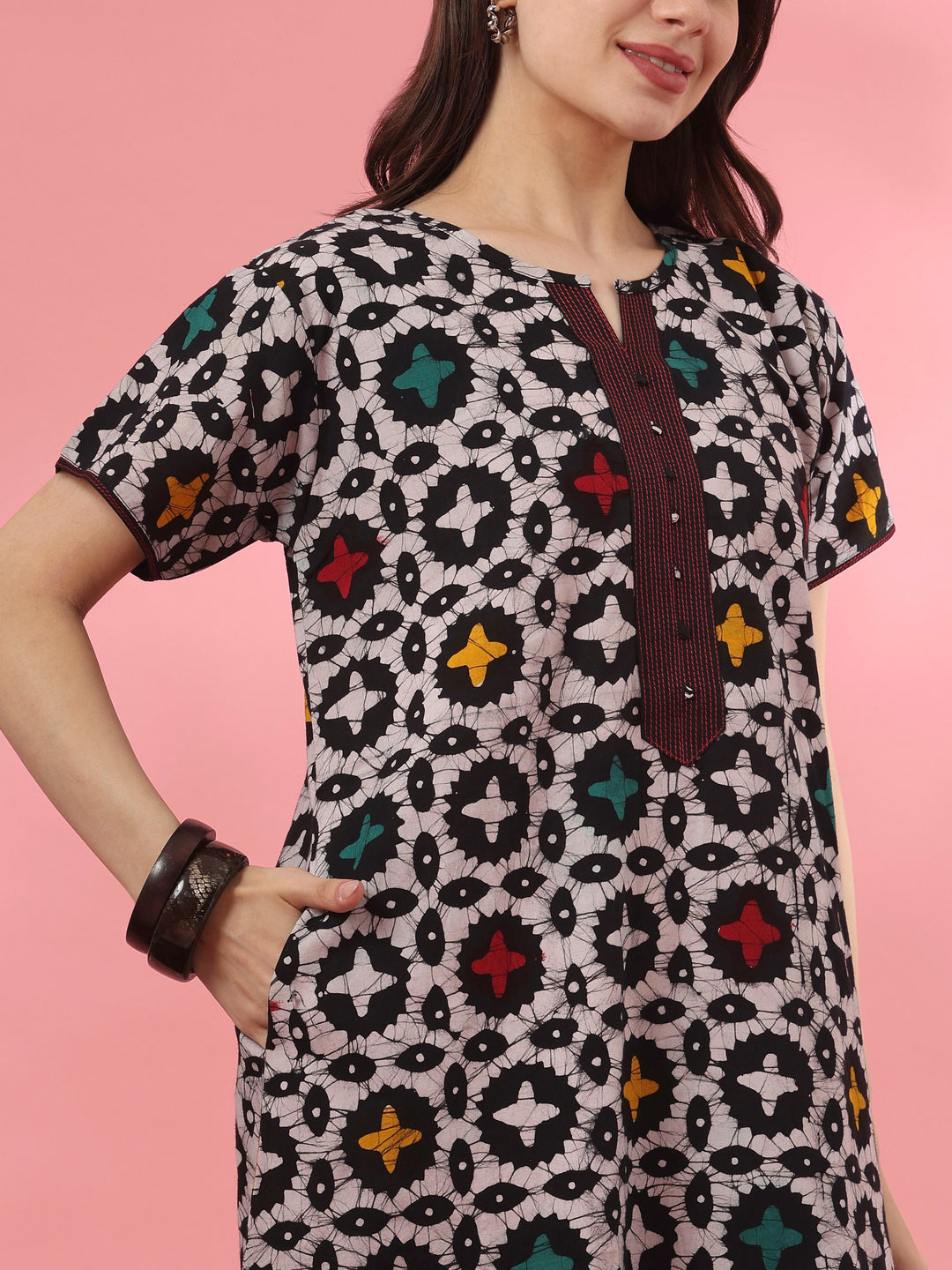 Pure Cotton Batik Star Print Nighty for Women