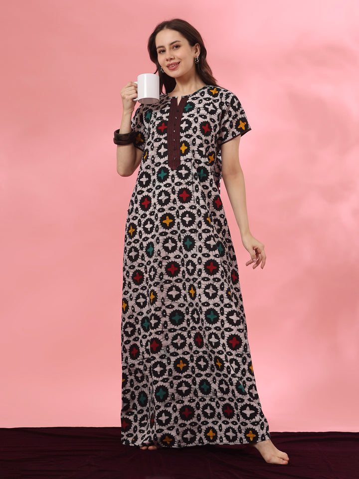 Pure Cotton Batik Star Print Nighty for Women