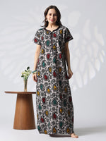 Pure Cotton Batik Leaf Print Nighty for Women