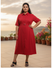 Polyester Collared Neck Red Plus Size Dresses India