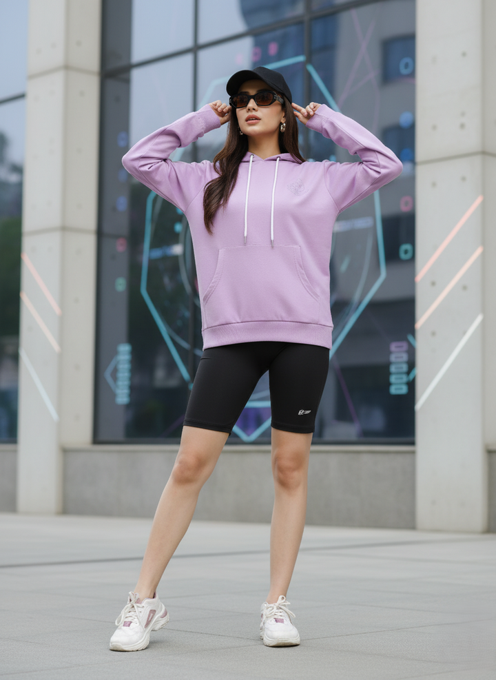 Hosiery Cotton Hoodie Lavendar