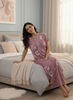 Dusty Rose Rayon Designer Nighty for Women with Floral Print