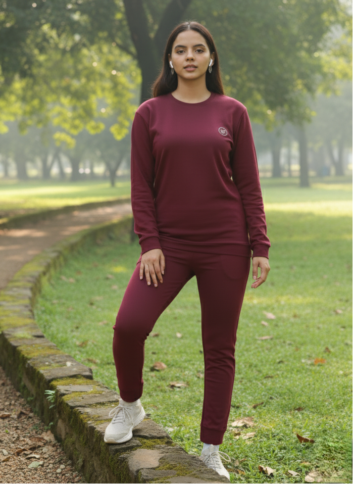 Maroon Hosiery Cotton Winter Track Suit Soft and Cozy