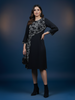 Nylon Round Neck Black Plus Size Dress
