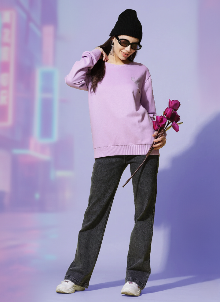 Hosiery Cotton Sweatshirt Lavender color