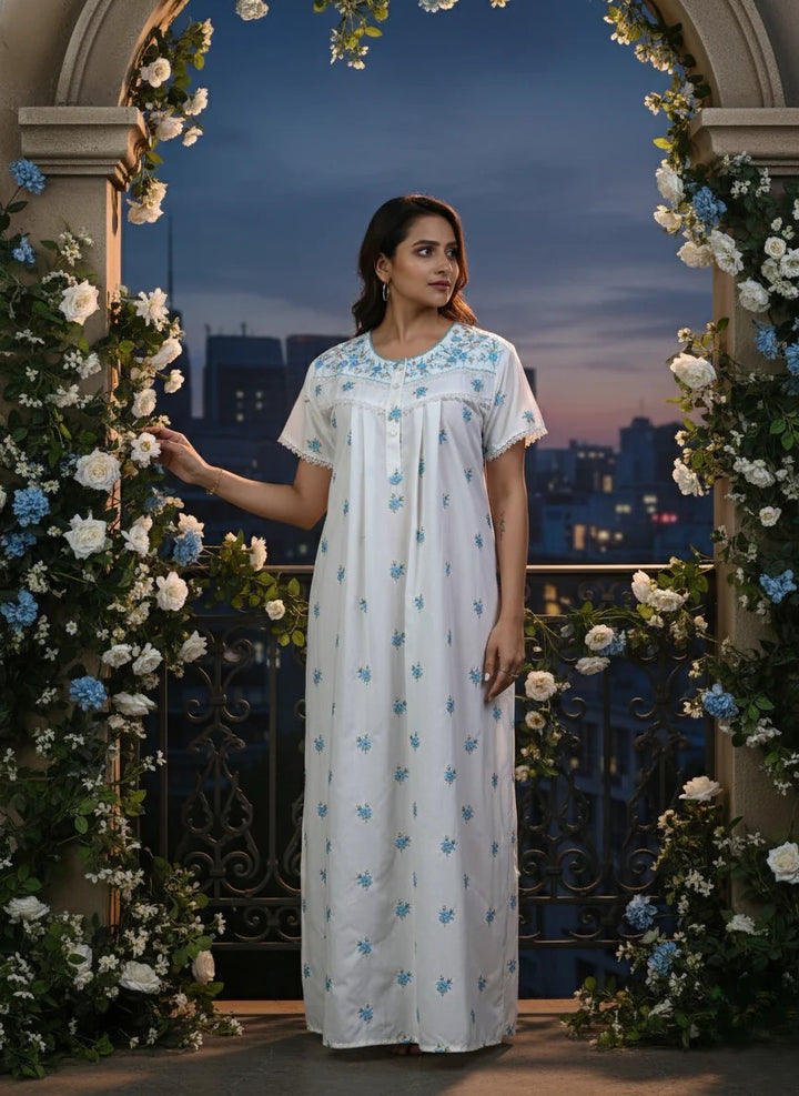 Sitarah Edit – Dreamy Light Yellow Phulkari Nightdress for Women