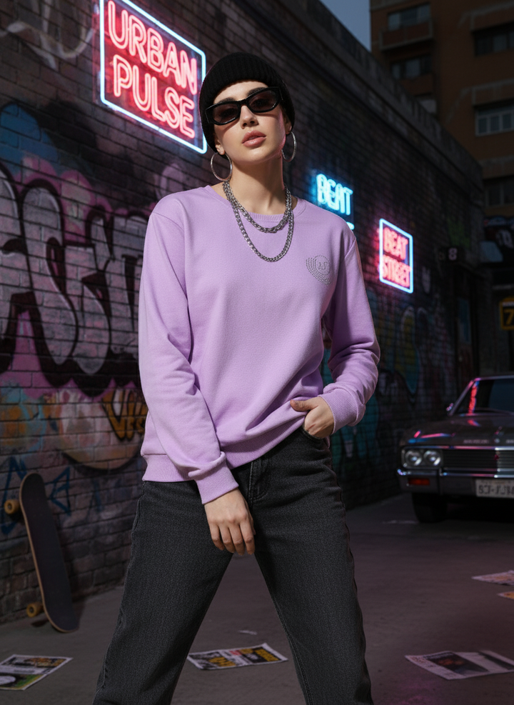 Hosiery Cotton Sweatshirt Lavender color