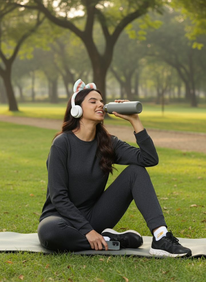 Charcoal Grey Hosiery Cotton Winter Track Suit Soft and Warm