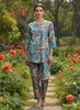 Teal Blue Printed Cotton Pajama Set for Women Cozy Nightwear