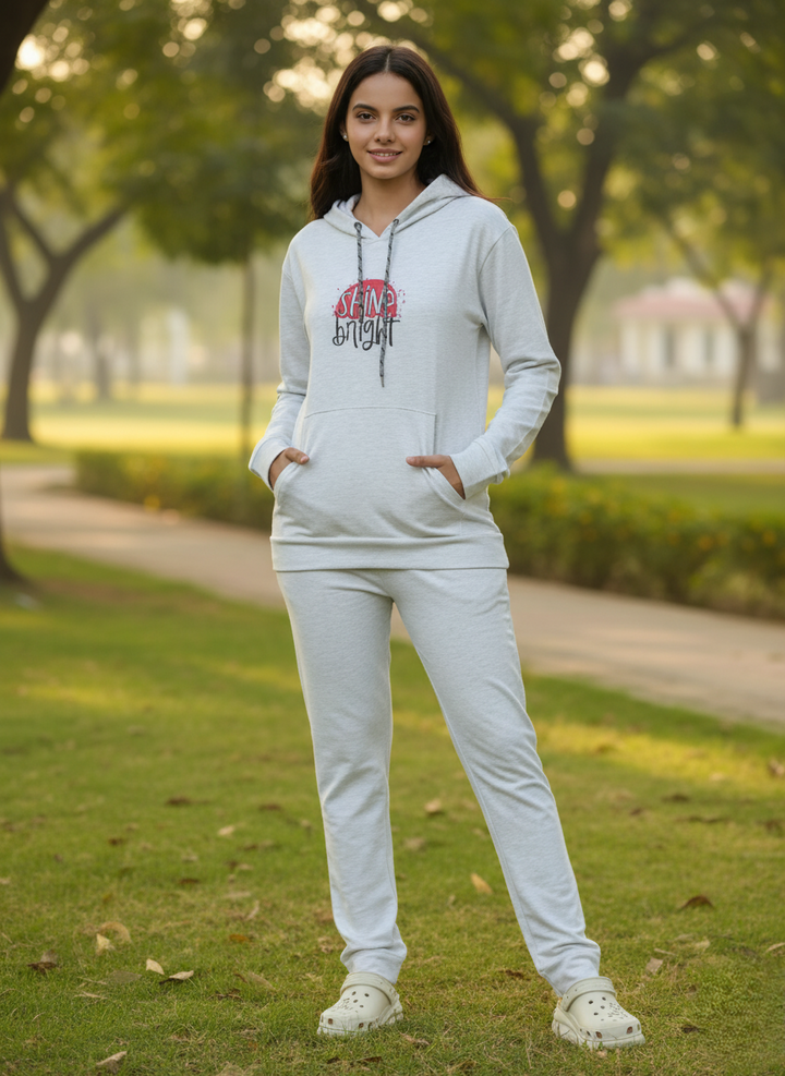 Light Grey Hosiery Cotton Winter Track Suit Soft and Cozy