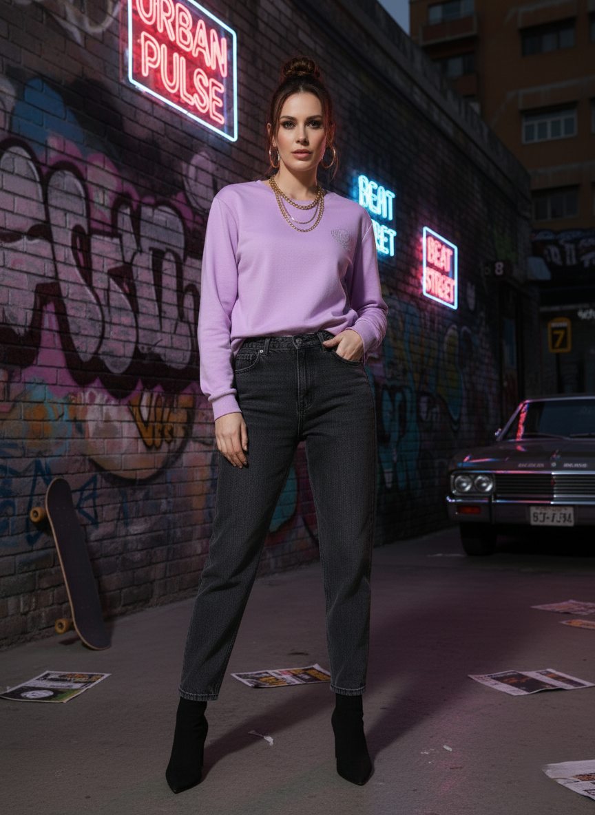 Hosiery Cotton Sweatshirt Lavender color