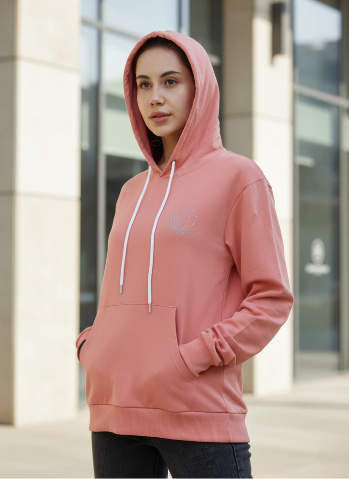 Hosiery Cotton Hoodie Peach