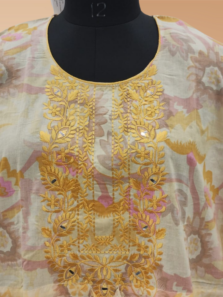 Golden Yellow Cotton Kaftan Nighty for Women