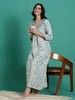 Fresh Grass Alpine Embroidered Floral Nighty with Pocket