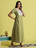 Mehandi Green Pure Cotton Embroidered Nighty for Women