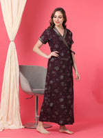 Floral Viscose Blend Housecoat for Women Front Open Relaxed Fit
