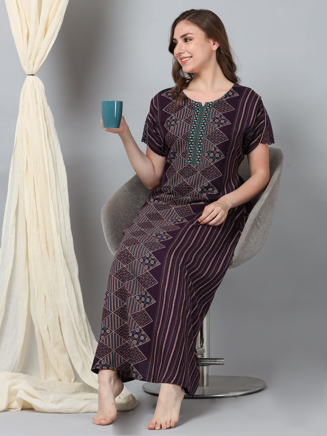  Alpine Nighty  Sensual Sophistication: Latest Designer Nighty Alpine Purple- 9shines label 