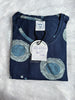 Blue Circle Long Polo Hosiery Cotton Printed Short Nighty for Women