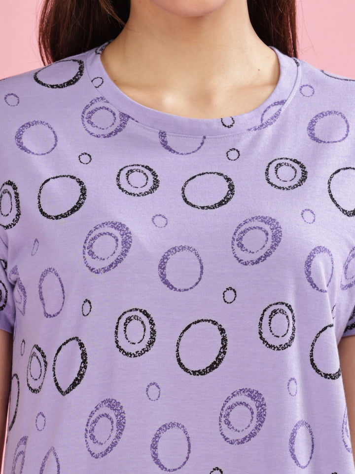 Lavender Plus Size Short Nighty Cotton For Women 