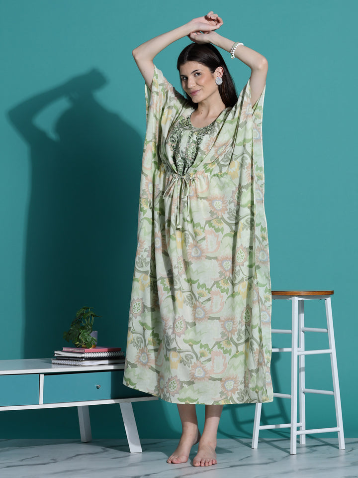 Light Green Kaftan Nightdress for Women