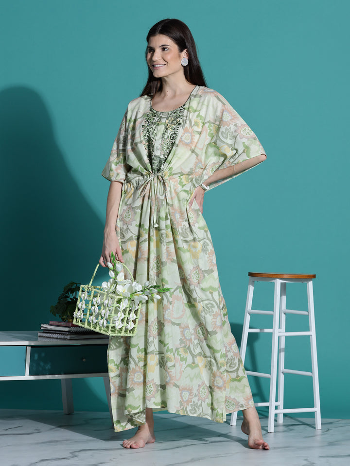 Light Green Kaftan Nightdress for Women