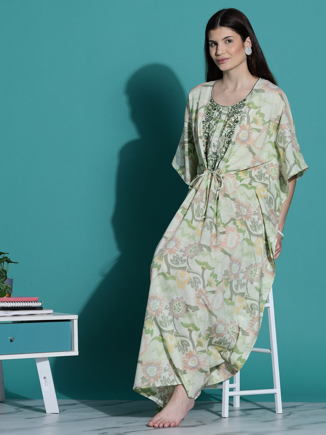 Light Green Kaftan Nightdress for Women