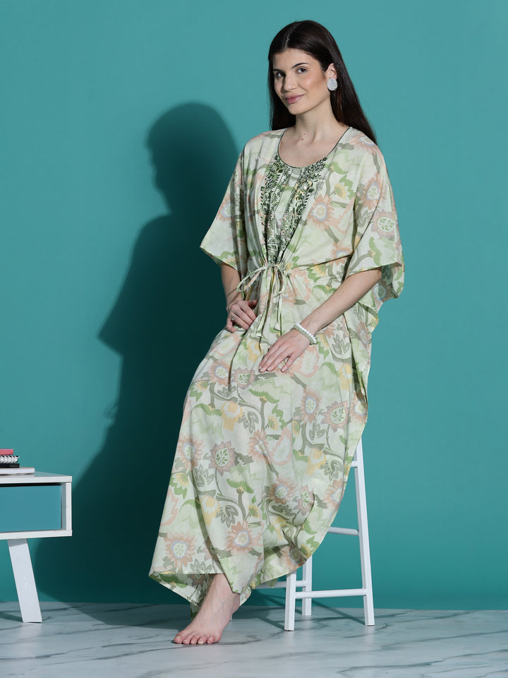 Light Green Kaftan Nightdress for Women