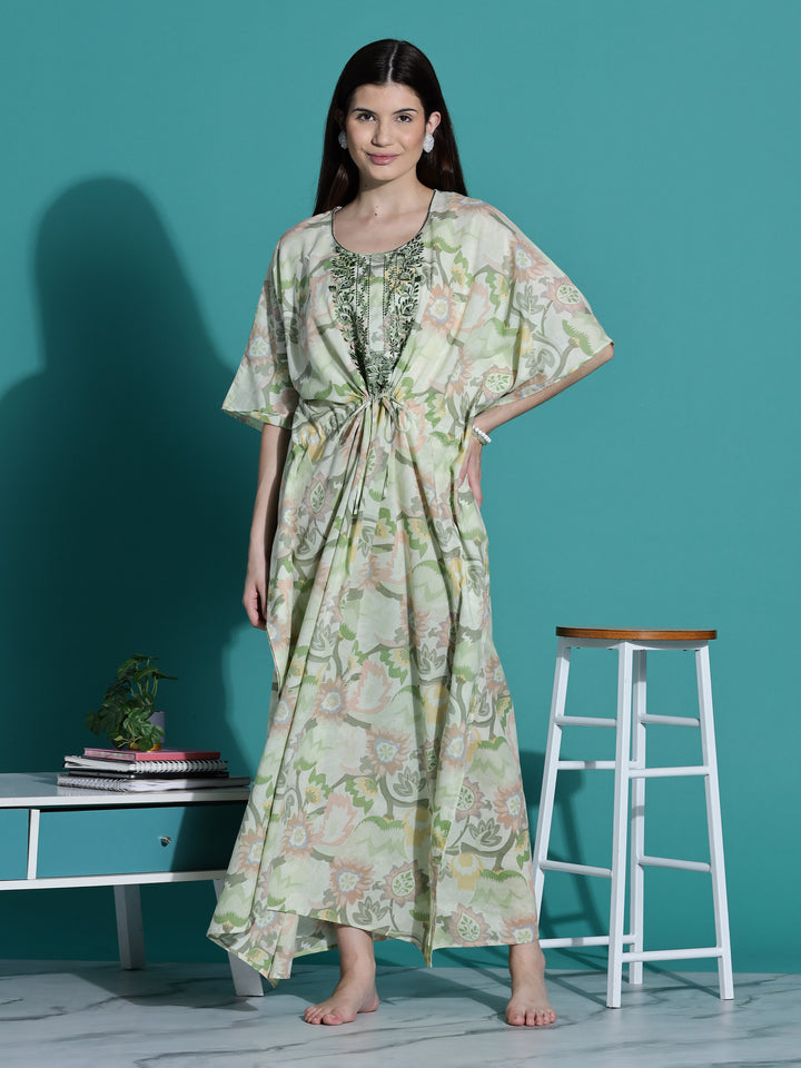 Light Green Kaftan Nightdress for Women