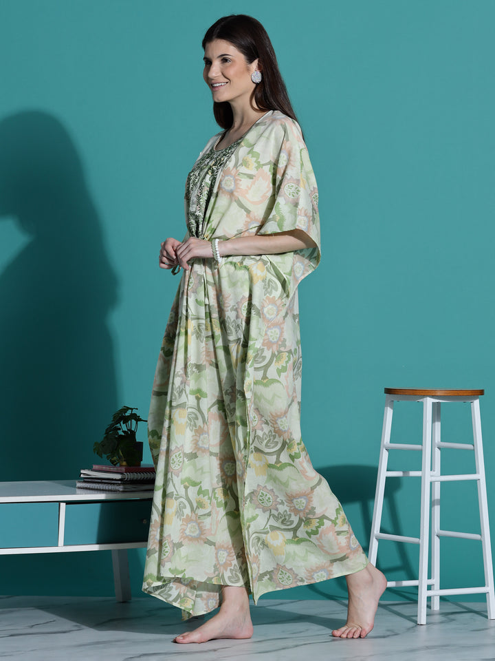 Light Green Kaftan Nightdress for Women