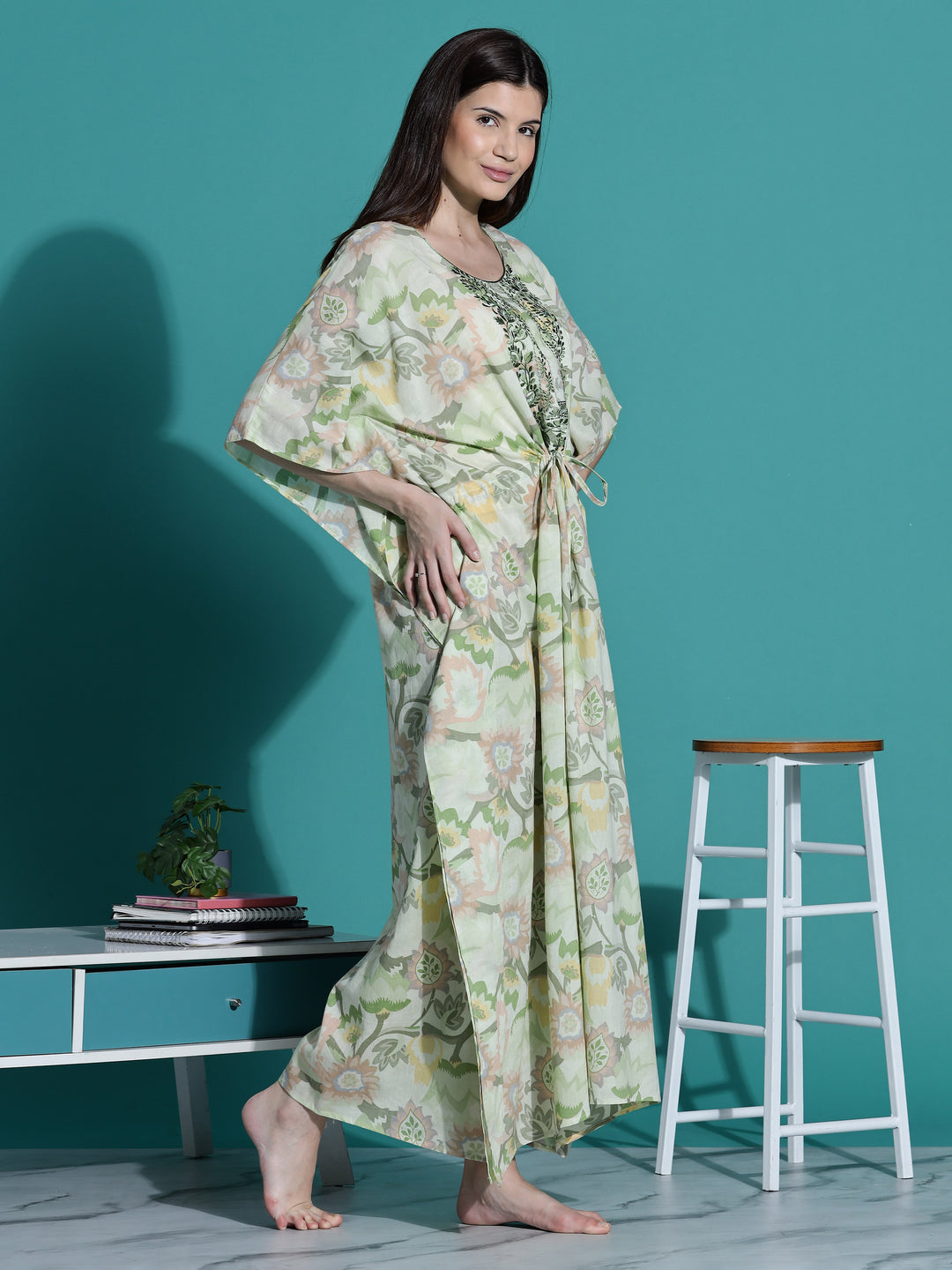 Light Green Kaftan Nightdress for Women