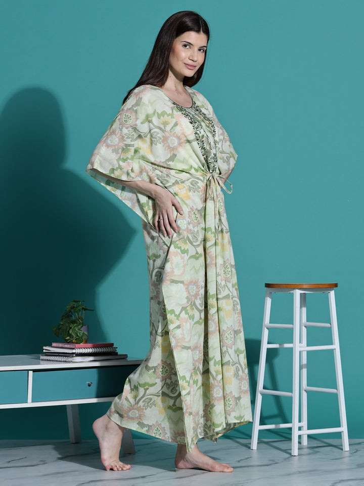 Light Green Kaftan Nightdress for Women