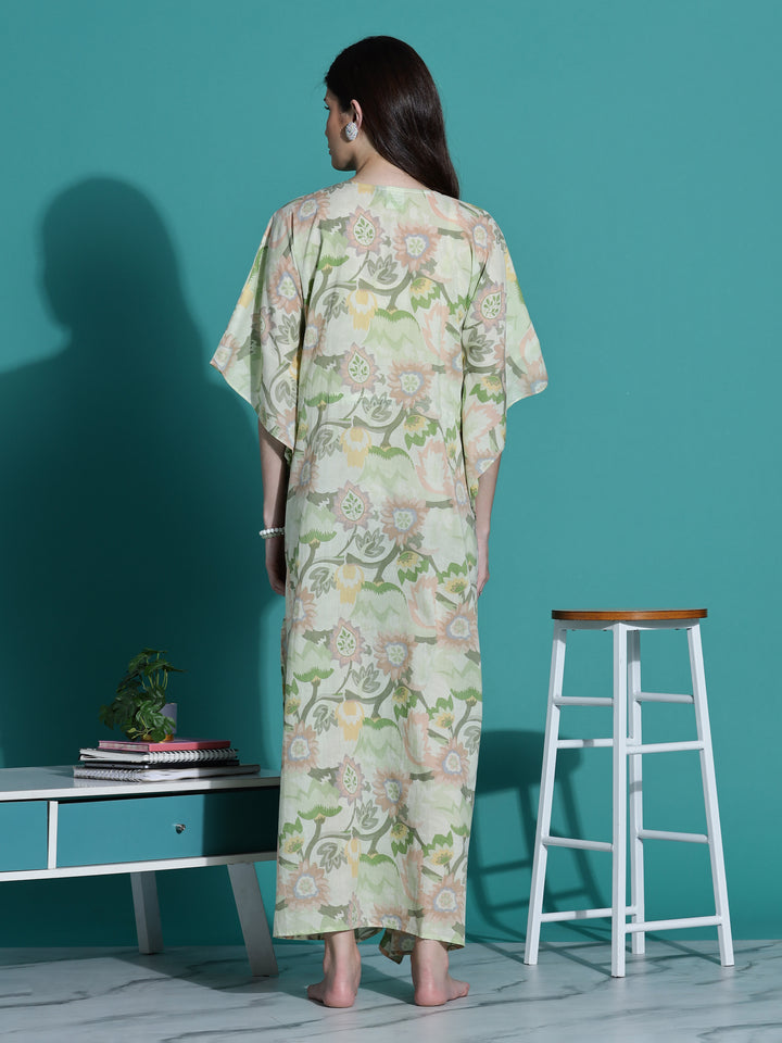 Light Green Kaftan Nightdress for Women