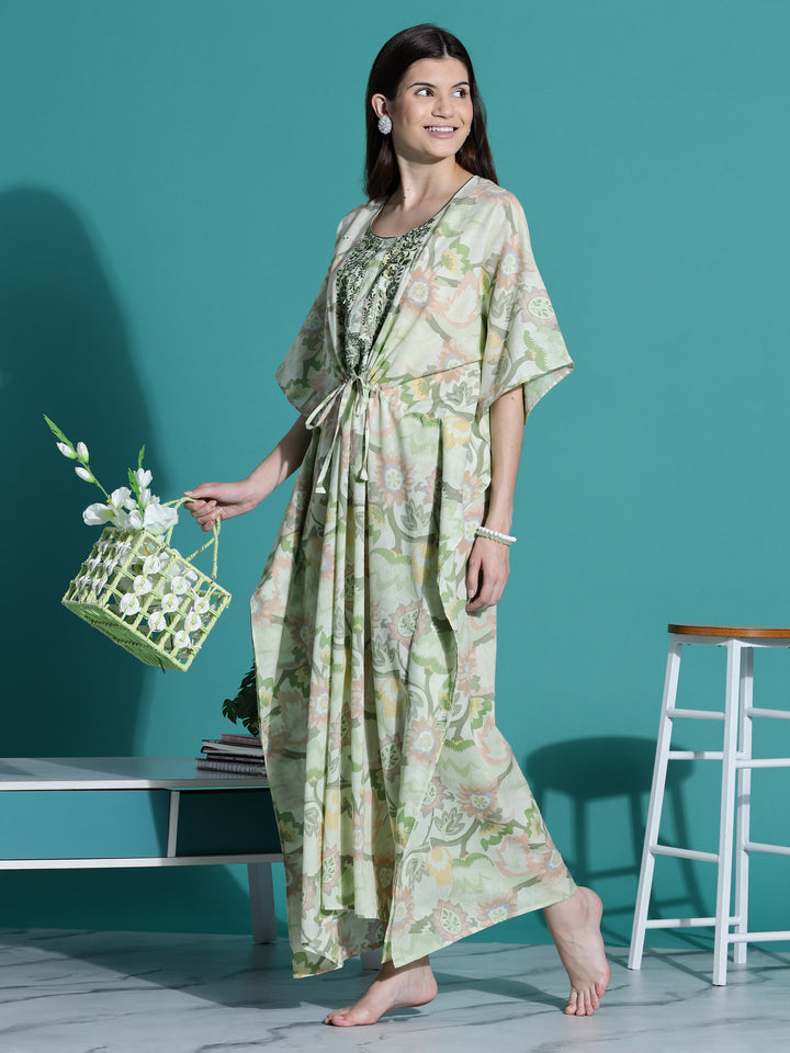 Light Green Kaftan Nightdress for Women
