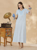 Pure Cotton Chikankari A Line Nighty with Floral Embroidery