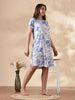 Gloss Malai Cloud Marble Blue Nighty for Women Relaxed and Stylish