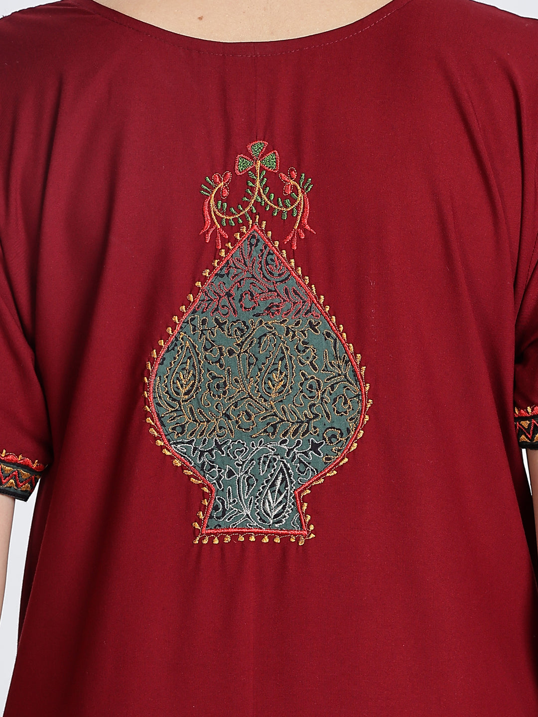 Maroon Embroidery Bizzy Lizzy Nighty for Women 